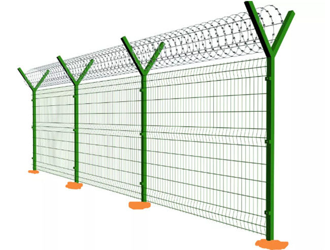 il PVC di Bto 22 della barriera di sicurezza dell'aeroporto 358 della posta di 50x100mm Y ha ricoperto di filo spinato del rasoio 1