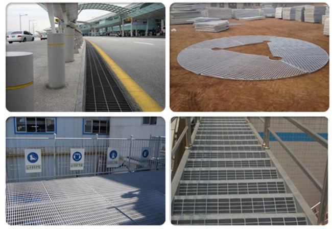 il passaggio pedonale all'aperto della forgia del pavimento 40x5x3 ha galvanizzato le griglie industriali stridenti d'acciaio 2