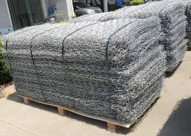 Gabbione Mats Silver Color Galfan Wire della pietra del foro di esagono di 8cm x di 6 con i diaframmi 1
