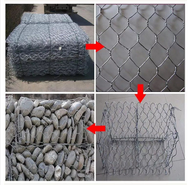 270g/M2 zincano la pietra rivestita del controllo delle inondazioni del gabbione della scatola hanno riempito 3m x 1m x 0.5m 1