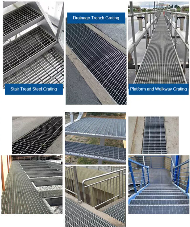 Anti slittamento galvanizzato 32x5mm Antivari della grata d'acciaio seghettato strada privata dentata 2