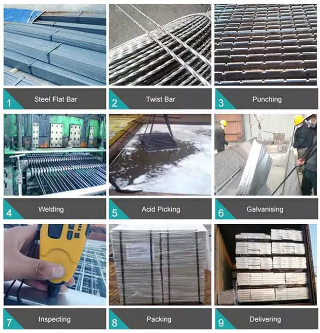 Anti slittamento galvanizzato 32x5mm Antivari della grata d'acciaio seghettato strada privata dentata 0